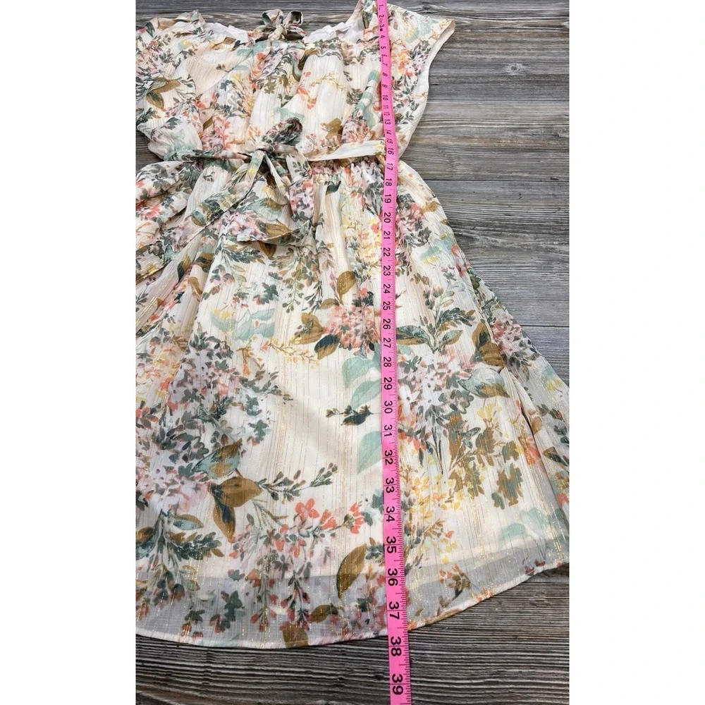 LC Lauren Conrad Cream Floral Tie-Waist Dress - Picture 9 of 14